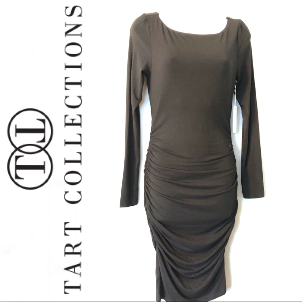 NWT TART Black Scoop Back Gathered Bodycon Dress